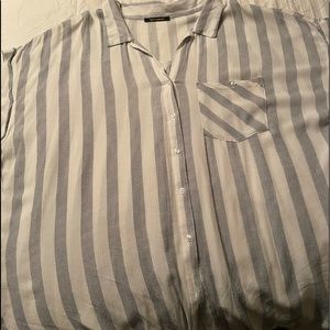 Blue/white stripe Boutique button down, collared.